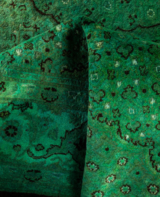 Overdyed Hand-Knotted Wool Modern-Contemporary Green Area Rug 5' 6" x 8' 4"