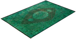 Overdyed Hand-Knotted Wool Modern-Contemporary Green Area Rug 5' 6" x 8' 4"