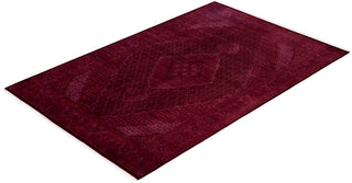 Contemporary Overdyed Wool Hand Knotted Pink Area Rug 6' 1" x 9' 4"