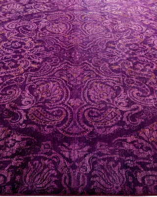 Modern Overdyed Hand Knotted Wool Purple Area Rug 6' 0" x 8' 9"