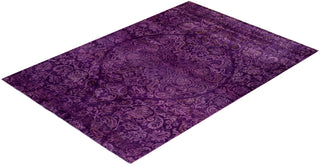 Modern Overdyed Hand Knotted Wool Purple Area Rug 6' 0" x 8' 9"