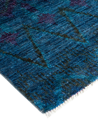 Contemporary Fine Vibrance Blue Wool Area Rug - 6' 0" x 8' 10"