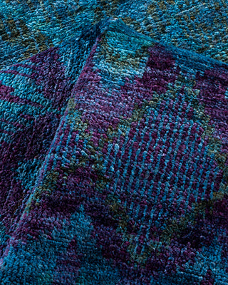 Contemporary Fine Vibrance Blue Wool Area Rug - 6' 0" x 8' 10"