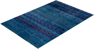 Contemporary Fine Vibrance Blue Wool Area Rug - 6' 0" x 8' 10"