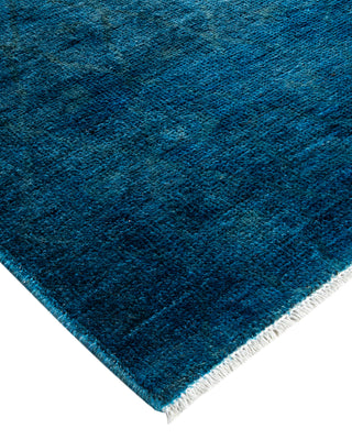 Modern Overdyed Hand Knotted Wool Blue Area Rug 4' 3" x 5' 9"