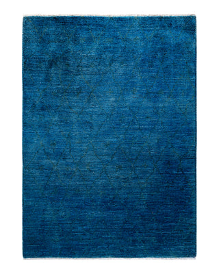 Contemporary Fine Vibrance Navy Wool Area Rug 4' 3" x 5' 9"