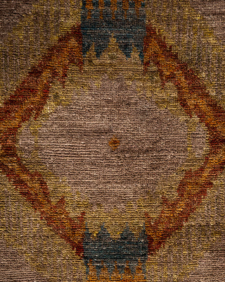 Contemporary Fine Vibrance Brown Wool Area Rug - 6' 2" x 9' 6"