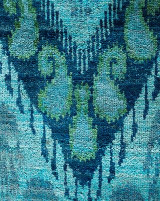 Modern, One-of-a-Kind Hand-Knotted Runner Rug  - Blue, 4' 1" x 16' 4"