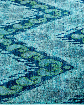 Modern, One-of-a-Kind Hand-Knotted Runner Rug  - Blue, 4' 1" x 16' 4"