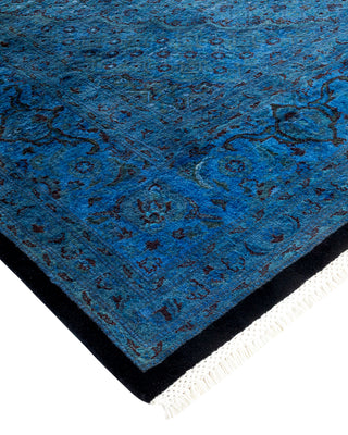 Modern Overdyed Hand Knotted Wool Blue Area Rug 6' 8" x 9' 10"