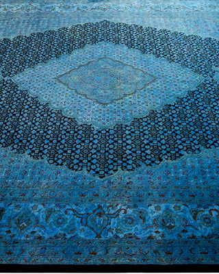 Contemporary Hand-Knotted Overdyed Blue Area Rug 6' 8" x 9' 10"