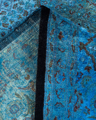 Contemporary Hand-Knotted Overdyed Blue Area Rug 6' 8" x 9' 10"