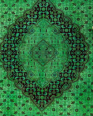 Contemporary Hand-Knotted Overdyed Green Area Rug 6' 1" x 9' 4"