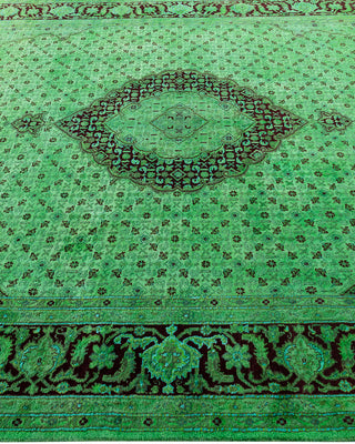 Contemporary Hand-Knotted Overdyed Green Area Rug 6' 1" x 9' 4"