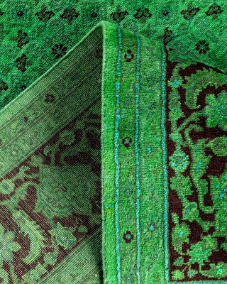 Contemporary Hand-Knotted Overdyed Green Area Rug 6' 1" x 9' 4"