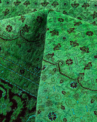 Contemporary Hand-Knotted Overdyed Green Area Rug 6' 1" x 9' 4"