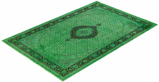Contemporary Hand-Knotted Overdyed Green Area Rug 6' 1" x 9' 4"