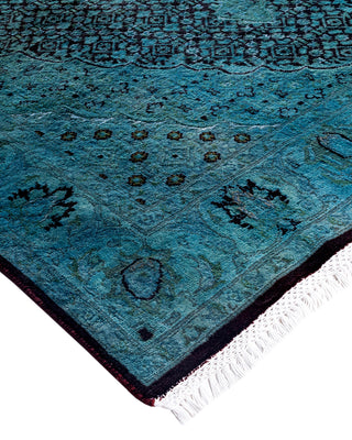 Contemporary Hand-Knotted Overdyed Blue Area Rug 4' 2" x 6' 2"