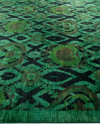 Overdyed One-of-a-Kind Wool Green Square Area Rug 9' 10" x 10' 3"