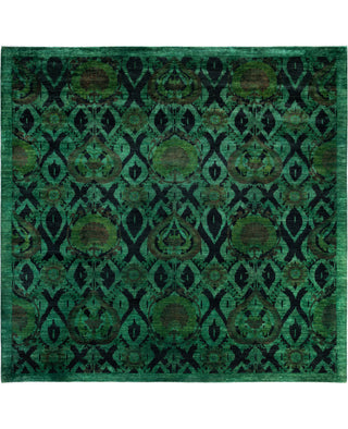 Overdyed One-of-a-Kind Wool Green Square Area Rug 9' 10" x 10' 3"