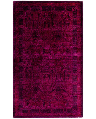 Overdyed Hand-Knotted Wool Modern-Contemporary Purple Area Rug 2' 10" x 5' 1"