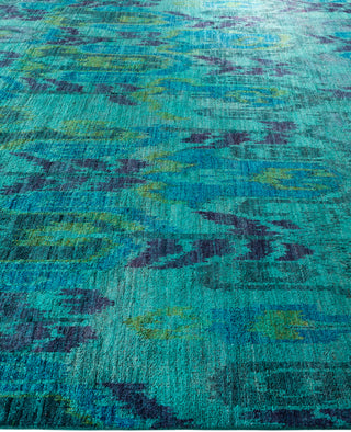 Overdyed One-of-a-Kind Wool Green Square Area Rug 11' 9" x 12' 1"