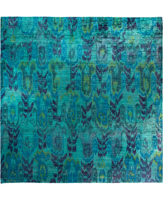 Overdyed One-of-a-Kind Wool Green Square Area Rug 11' 9" x 12' 1"