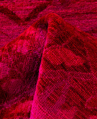 Contemporary Overdyed Wool Hand Knotted Red Runner 2' 8" x 7' 10"