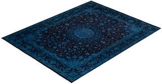 Modern Overdyed Hand Knotted Wool Blue Area Rug 8' 1" x 10' 5"