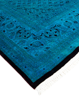 Modern Overdyed Hand Knotted Wool Blue Area Rug 8' 1" x 10' 5"