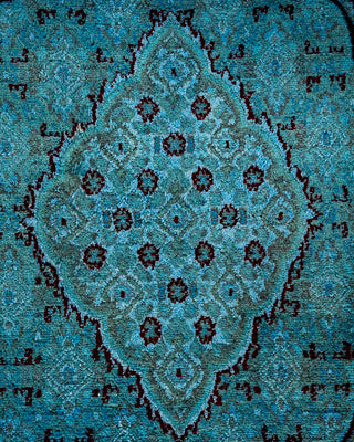 Modern Overdyed Hand Knotted Wool Blue Area Rug 9' 1" x 12' 5"