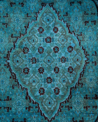 Contemporary Hand Knotted Overdyed Blue Area Rug 9' 1" x 12' 5"