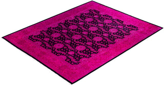 Contemporary Overdyed Wool Hand Knotted Pink Area Rug 8' 2" x 10' 4"