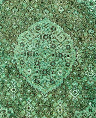 Overdyed Hand-Knotted Wool Modern-Contemporary Green Area Rug 8' 2" x 10' 6"