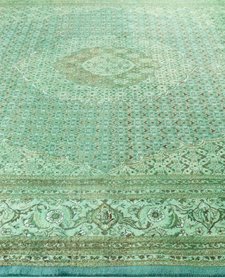 Overdyed Hand-Knotted Wool Modern-Contemporary Green Area Rug 8' 2" x 10' 6"