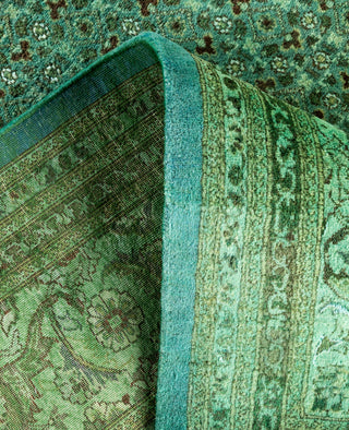 Overdyed Hand-Knotted Wool Modern-Contemporary Green Area Rug 8' 2" x 10' 6"
