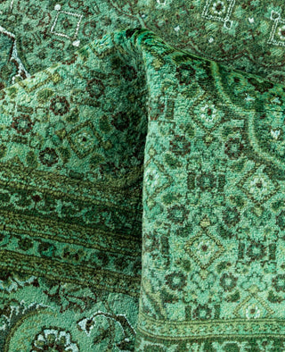 Overdyed Hand-Knotted Wool Modern-Contemporary Green Area Rug 8' 2" x 10' 6"