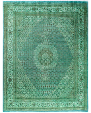 Overdyed Hand-Knotted Wool Modern-Contemporary Green Area Rug 8' 2" x 10' 6"