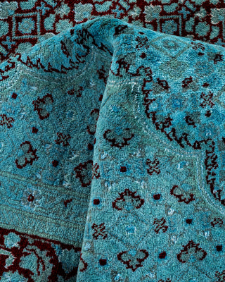 Contemporary Hand Knotted Overdyed Blue Area Rug 6' 2" x 9' 3"