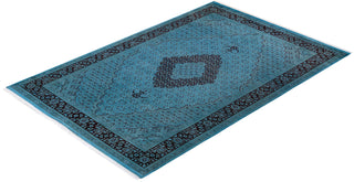 Contemporary Hand Knotted Overdyed Blue Area Rug 6' 2" x 9' 3"
