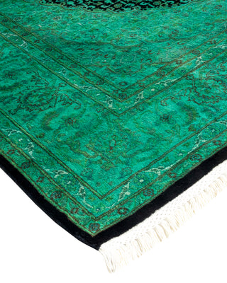 Modern Overdyed Hand Knotted Wool Green Area Rug 6' 2" x 9' 4"