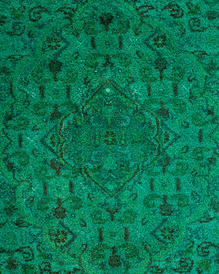 Contemporary Hand-Knotted Overdyed Green Area Rug 6' 2" x 9' 4"