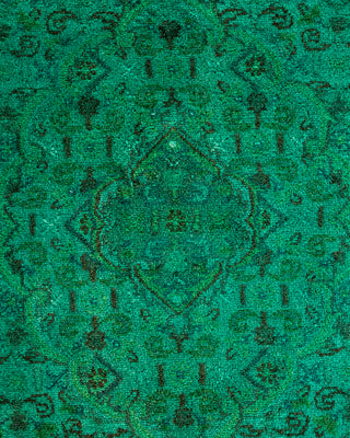 Modern Overdyed Hand Knotted Wool Green Area Rug 6' 2" x 9' 4"