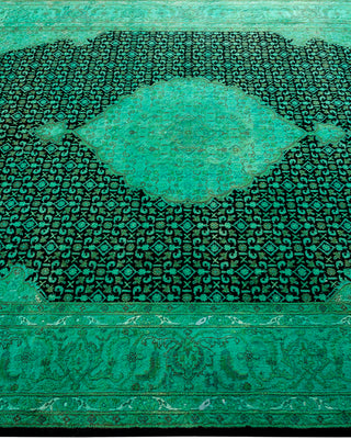 Contemporary Hand-Knotted Overdyed Green Area Rug 6' 2" x 9' 4"