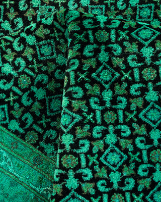 Contemporary Hand-Knotted Overdyed Green Area Rug 6' 2" x 9' 4"