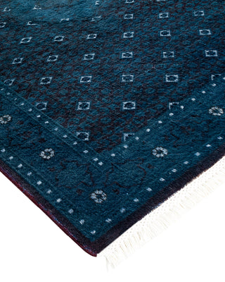 Modern Overdyed Hand Knotted Wool Blue Area Rug 3' 3" x 5' 3"