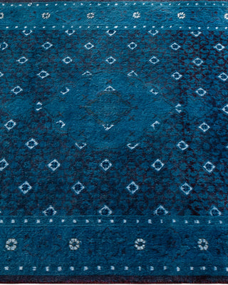 Modern Overdyed Hand Knotted Wool Blue Area Rug 3' 3" x 5' 3"