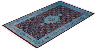 Contemporary Overdyed Wool Hand Knotted Red Area Rug 3' 3" x 5' 4"