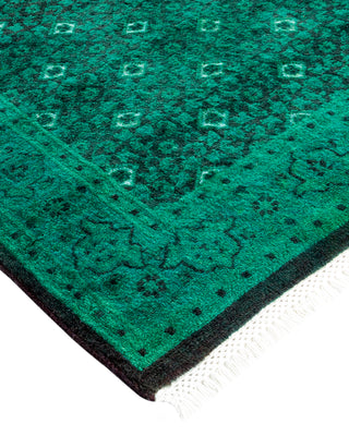 Modern Overdyed Hand Knotted Wool Green Area Rug 3' 2" x 5' 3"