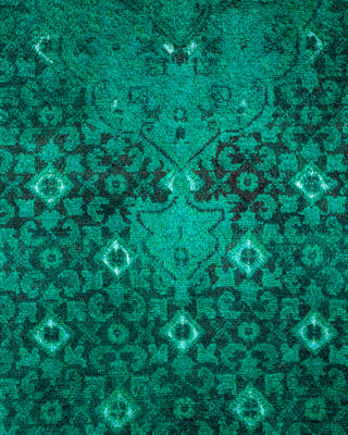 Modern Overdyed Hand Knotted Wool Green Area Rug 3' 2" x 5' 3"